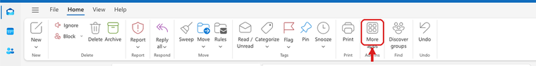 More apps on the Home ribbon